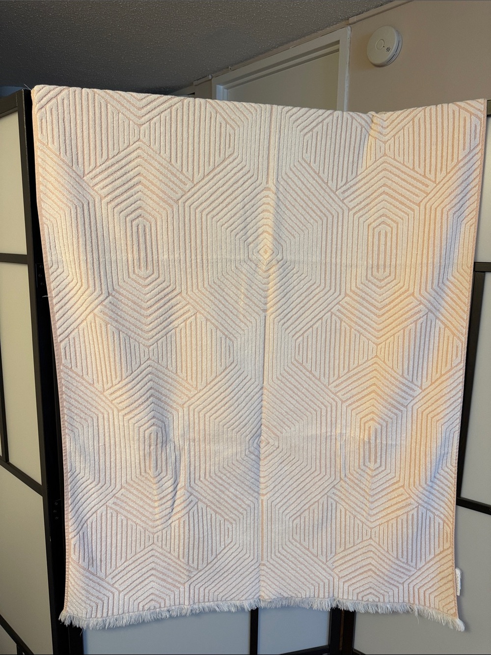 Coyuchi Organic Cotton Beach Towel – Geometric Pattern – Made in Portugal